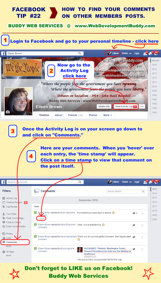 How to find your comments at Facebook by Buddy Web Services