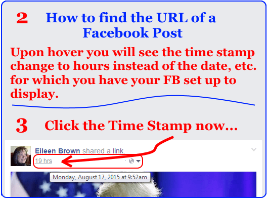 Click on the time stamp to go to the 'Web Address' where your post resides. 